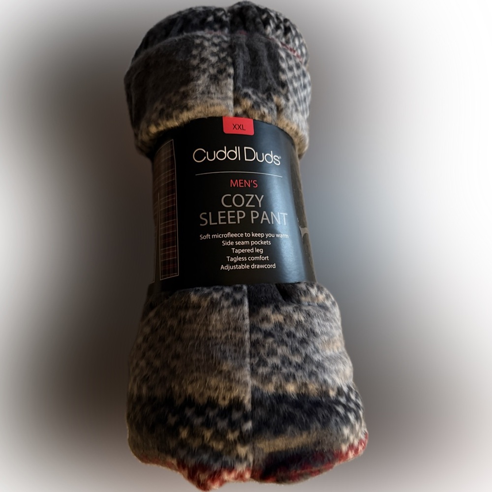 Cuddl Duds Men's Cozy Sleep Pant - Black, Gray, and Red XXL